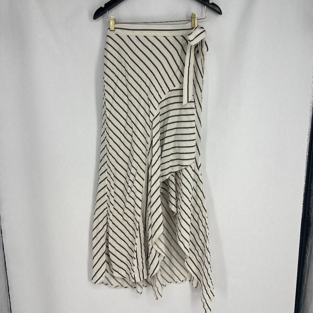 White House Black Market Cream and Black Striped Maxi Skirt